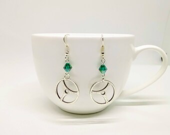 Steampunk Earrings Cog Gear Jewellery Silver Green