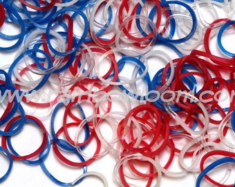 Patriot Bands (contains opaque and jelly) ** Rainbow Loom Bands Refill. 600 bands & c-clips. Guaranteed authentic. Latex-free.