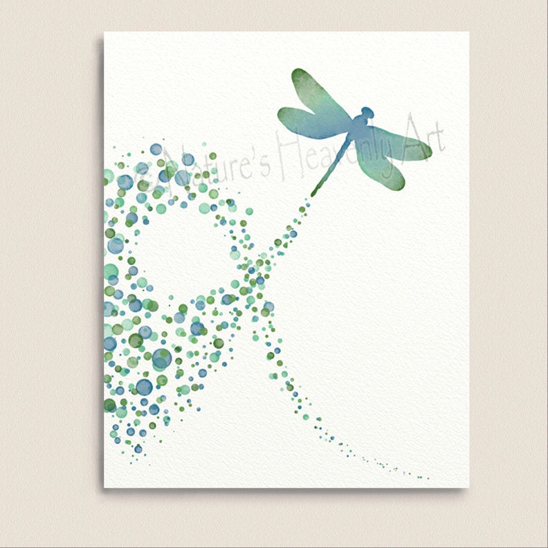 Turquoise Wall Decor Dragonfly Art Print 8 X 10 Polka Dot Turquoise Wall Decor Dragonfly Art Print 8 X 10 Polka Dot