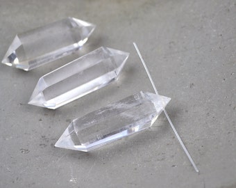 Top drilled natural clear quartz double points loose stone rock crystal quartz point prism wand healing crystal stone