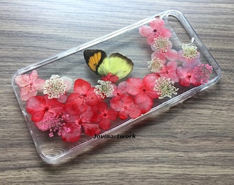 Genuine pressed dried flower iphone case - iphone crystal clear case