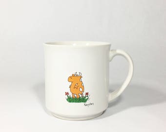 Vintage Sandra Boynton Outstanding in the Field Coffee Cup Mug Inspirational Cow Recycled Paper Products Made in Japan