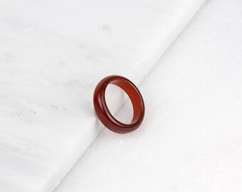 Red Carnelian Ring/ Red Agate Ring/ Red Stone Ring/ Carnelian Band/ Red Agate Band/ Red Gemstone Ring