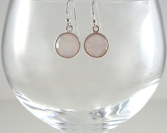Rose Quartz Earrings Rose Quartz Gemstone Earrings Pale Pink Quartz Earrings Rose Quartz Sterling Earrings Rose Quartz Drop Earrings
