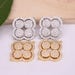 8Pcs 25x25mm Mix plated four-leaf clover shape Copper Metal White CZ/Zircon beads connector pendant / bracelet / necklace , Jewelry Findings