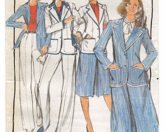 A Classic Separates Pattern for Women: Fitted Jacket, Front Pleat Skirt, Straight Leg Pants - Unused - Size 18, Bust 40" • Butterick 5329