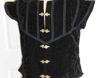 New Renaissance Tudor Medieval Black Noble Court Vest Jerkin Doublet Costume