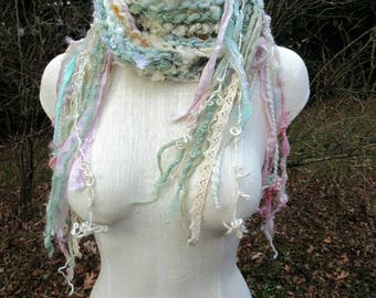 scrap fairy princess - enchanted and sparkling handknit art yarn fairy scarf