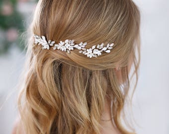 Ivory bridal hair pins White bridal flower hair pins Ivory Wedding hair pins Rhinestone hair pins Crystal hair pins Bridal floral hair pins
