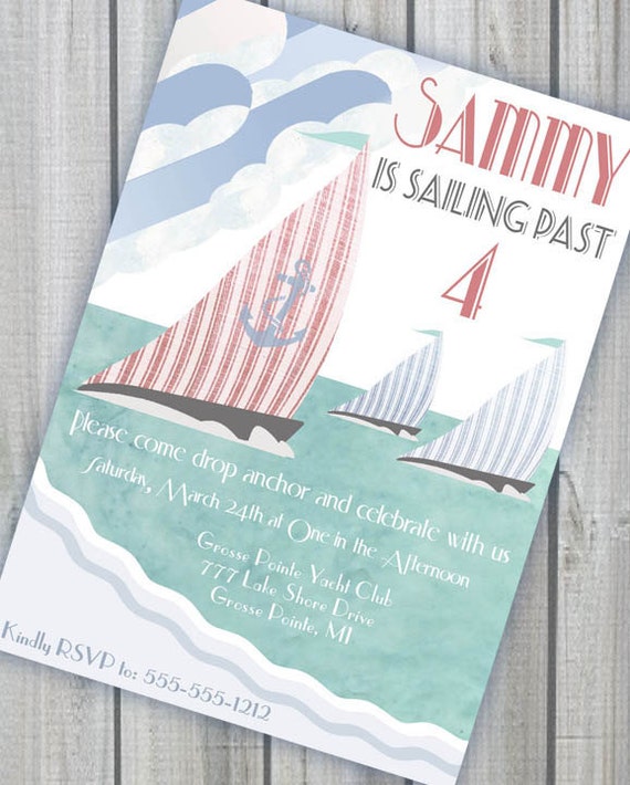 Items similar to Sailing Party Nautical Invitation - Deco Nautical ...