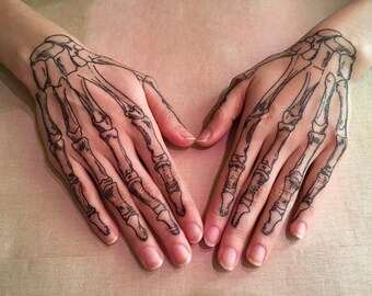 Skeleton hands temporary tattoos for cosplay halloween. Skull