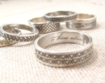 Jewelry - Personalized Ring - Custom Name Jewelry - Patterned Secret Message Ring - Posey Ring - Engraved Ring