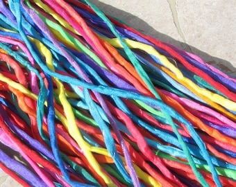 BRIGHTS ASSORTENT 25 Hand Dyed Silk Cords Fiber Strings For Jewelry