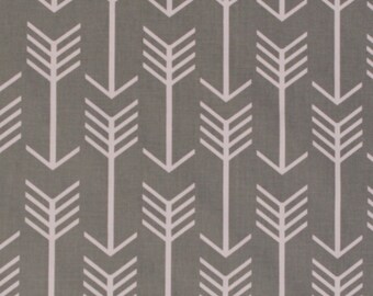 White Arrows on Grey Home Decorator Weight Fabric Print by the Yard D795.10