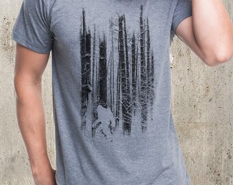 Bigfoot in the Forest - Men's Graphic T-Shirt - TriBlend T-Shirt