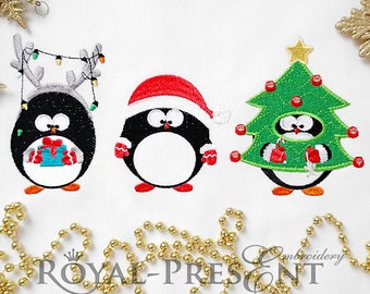 Three Cute Penguins Machine Embroidery Designs