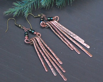 Copper earrings Handmade Copper Jewelry Wire wrapped Earrings handmade looking Copper Oxidized Copper Wire Earrings Wire Wrapped Earrings