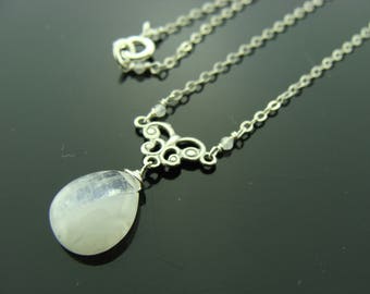 Rainbow Moonstone 925 Sterling Silver Necklace