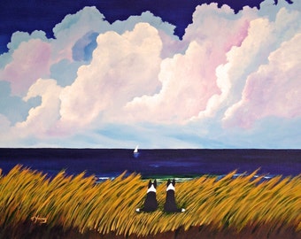 Border Collie Dog Art Print of Todd Young painting SUMMER LOVE