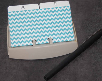 Printable Rolodex Cards in Teal Chevron