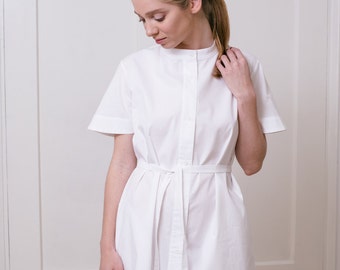 Shirt dress Women's dress Women's shirt dress White dress Office dress Short sleeves Button down dress Women's tunic Midi dress Mini dress