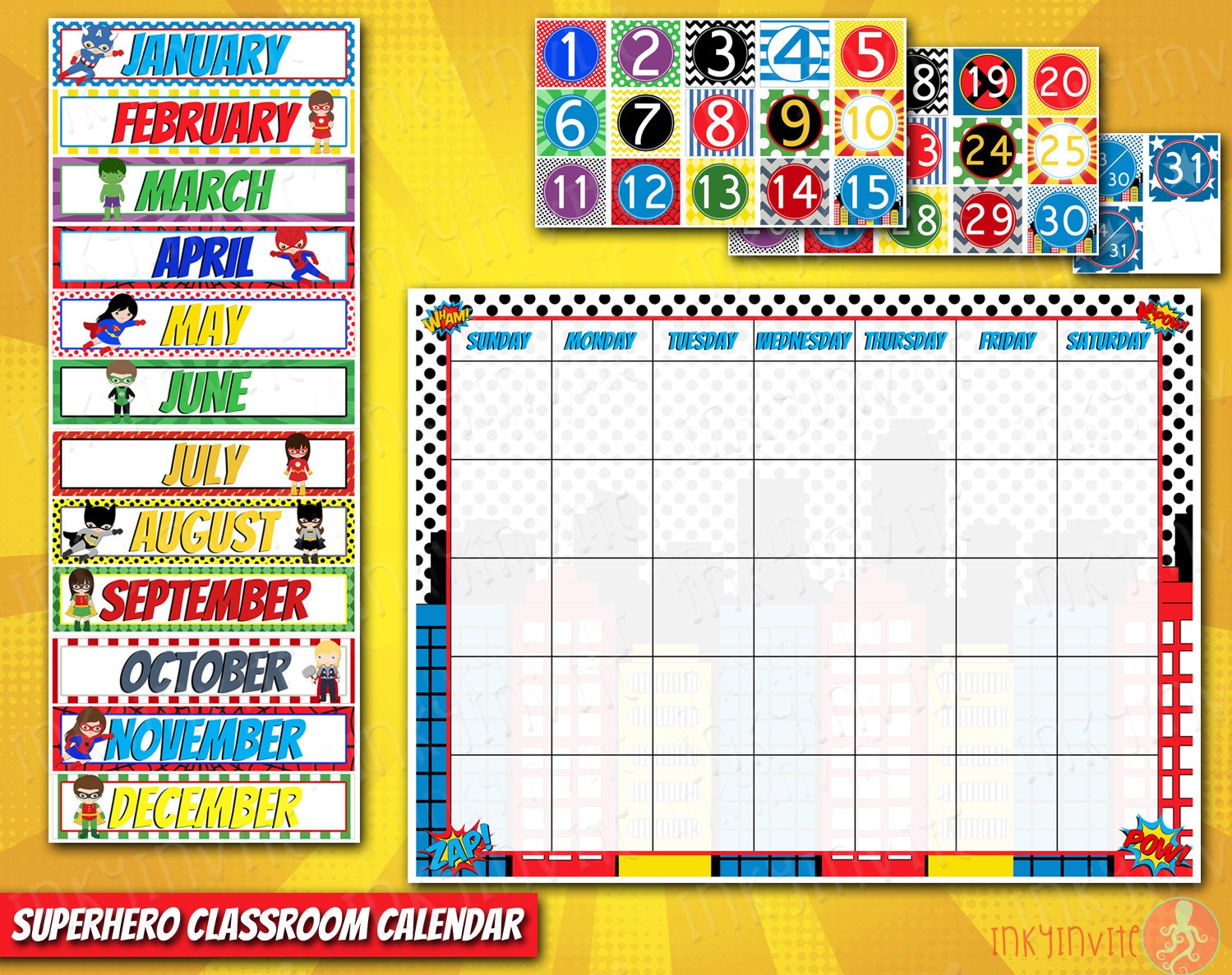 Superhero Classroom Calendar Pre School Classroom
