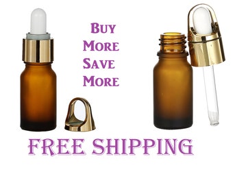 10 mL Glass Dropper Bottles in Frosted Coffee with Gold Plated Lid Amber Fancy Make Up Bottle Cosmetic Essential Oils Serum Sexy Design