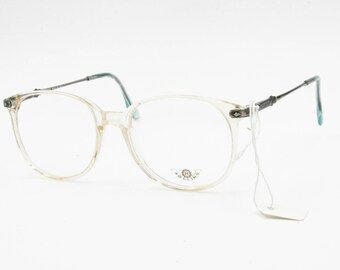 Wayfarer eyeglasses frame Clear acetate and Metal arms , ROLLING mod. 109 Made in Italy, Vintage New Old Stock eyeglasses