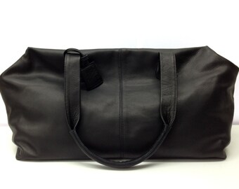Sale!!! - Black Leather Weekend bag Overnight Duffle Leather Travel Bag Leather Holdall Flight cabin bag