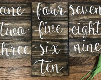 wedding table numbers rustic country distressed reception