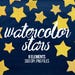 Hand Drawn Watercolor Clip Art, Watercolor Stars, Stars Clipart, Night Sky Clipart, Night Clipart, Little Stars, Scrapbooking Cliparts
