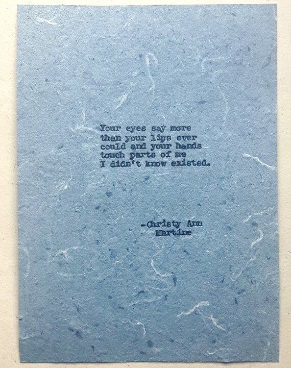 Anniversary Gifts for Boyfriend or Girlfriend - Love Quote Typed by Writer onto Denim Blue Jeans Paper