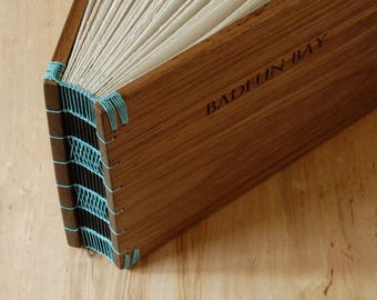 Vacation Home or Cabin Guestbook - lake house beach house mountain home - engraved walnut wood book rustic gift personalized made to order