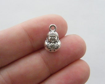 10 Buddha charms antique silver tone R27
