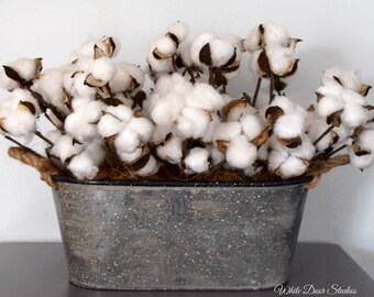 Rustic Farmhouse Cotton Stem Centerpiece