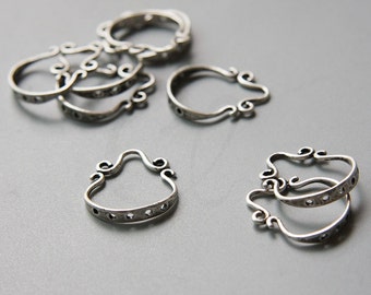 2pcs Oxidized Silver Plated Brass Base Earring Findings Components - 17x12mm (5480Z-U-374)