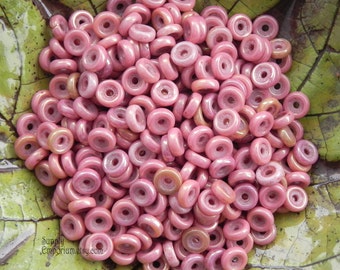 Chalk Ruby Luster 6mm Wheel Beads - 10 grams - Chalk Ruby Luster Wheel Bead - Czech Wheel Bead - 2307