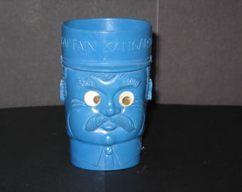 Vintage Captain Kangaroo Blue Plastic Kiddie Cup/1960s TV Show/Robert Keeshan//3.5" x 2"