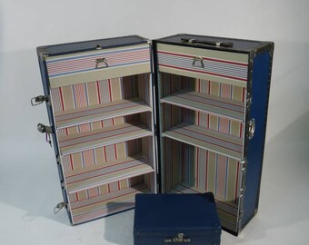 Blue C174 trunk Wardrobe suitcase with key