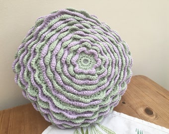 round crochet petal cushion