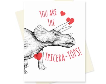 Dinosaur Valentine. Triceratops Valentines Day Card. Nerdy Romantic Dinosaur Card. Boyfriend Valentine. Husband Anniversary. Geeky Valentine