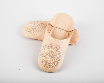 Moroccan leather babouche slippers