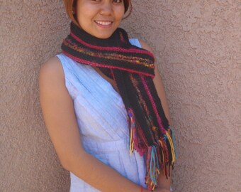 Multi color knit scarf, woman's knit scarf, one of a kind scarf, winter scarf, extra long scarf, hand knit scarf, knitted scarf, gift