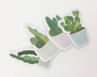 Variety Succulent Sticky Note Pads, Fun Cacti Stickies, Desert Plants Memo Pad, Palm Springs Gift, Office Supplies // Set of 4 //CR-R-046
