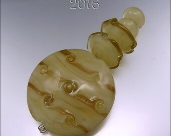 IVORY AND GOLDSTONE – Lampwork Focal Lentil Bead & Earring Pairs - Handmade Jewellery Supplies - by Stephanie Gough sra fhfteam leteam