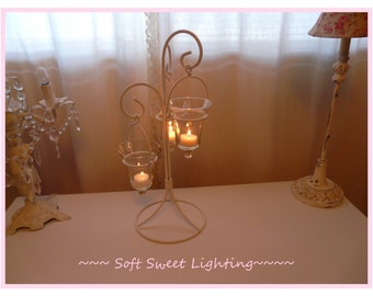 Adorable Romantic Shabby Glass Candle Sconce~