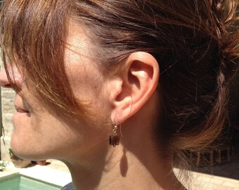 High range plated fancy gold smoky quartz earrings