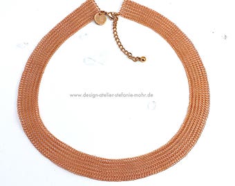 wire crochet collier / necklace enamelled copper wire 52-58 cm