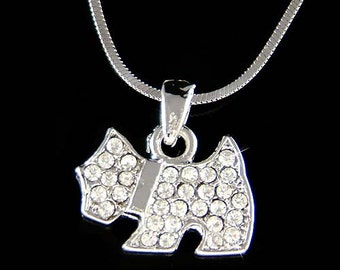 Swarovski Crystal Westie Scottish Terrier Scottie DOG Puppy Charm Necklace Christmas Best Friend Gift New