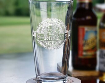 Pub Pint Glasses Personalized - Set of 2 Pub Pint Glasses